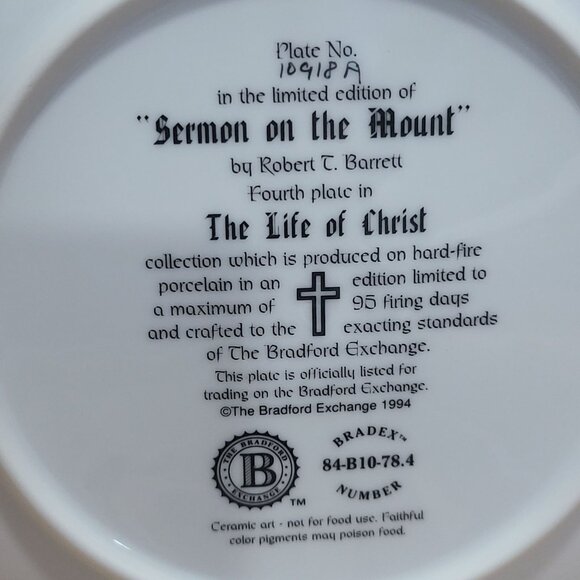 Sermon On The Mount Plate Robert T Barrett  Life of Christ Bradford Exchange 199 - Picture 5 of 11